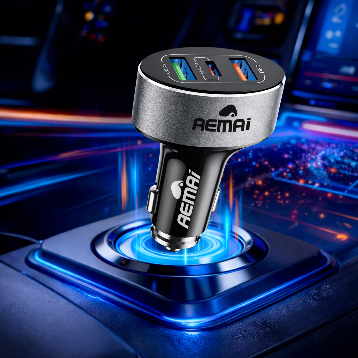 Cargador de coche con 3 puertos carga rápida CC53