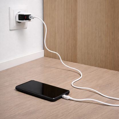 Cargador con doble entrada USB-A+USB-C contiene cable USB-C E09